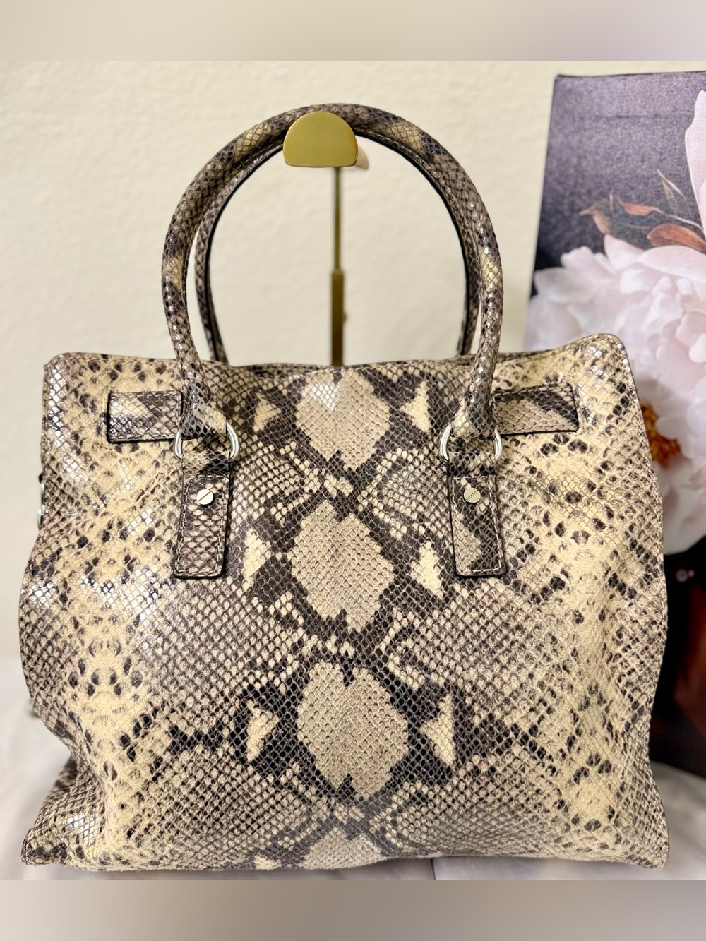 Michael Kors Hamilton Large Python Satchel - Picture 5 of 12